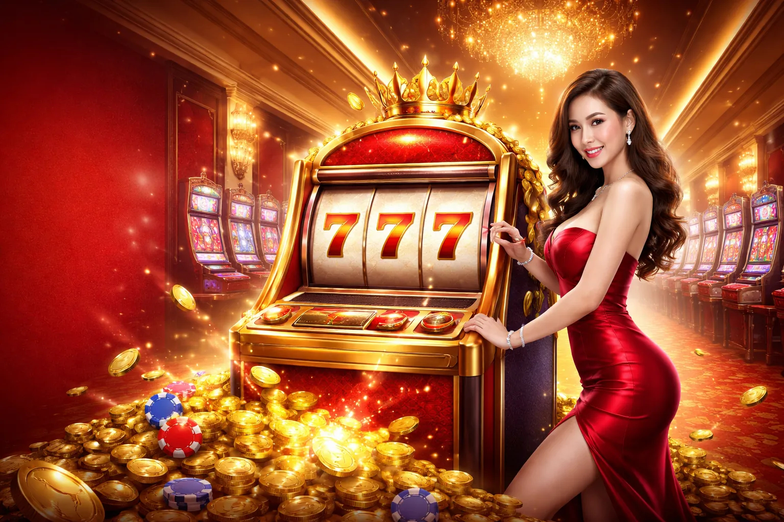 Máy đánh bạc rực rỡ với biểu tượng tiền vàng và ưu đãi jb88 khuyến mãi
